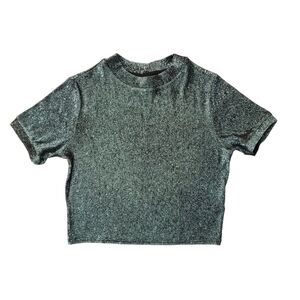 Topshop Women's Green Sparkle Glitter Crop Top‎ Size 6